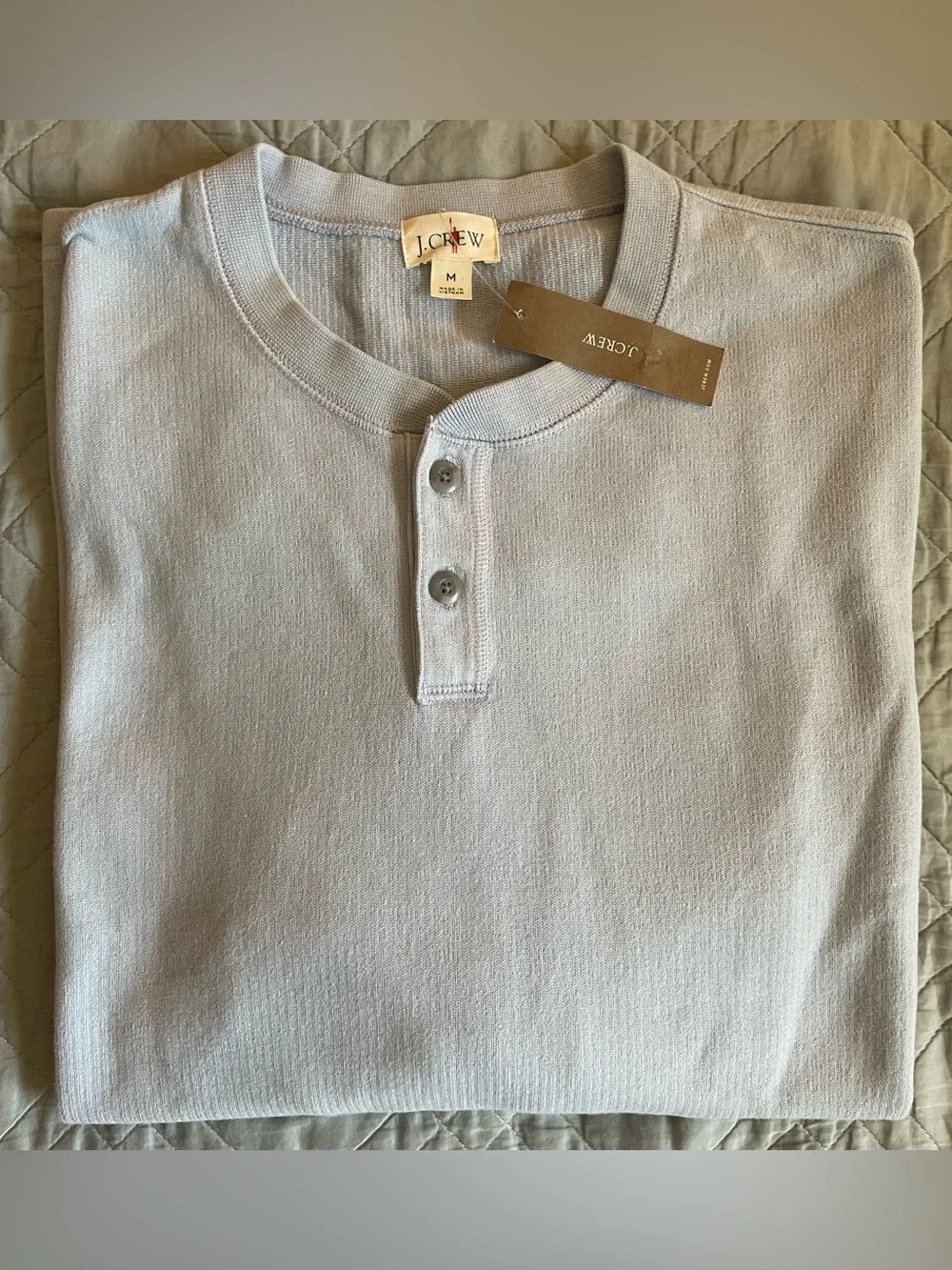 J. CREW Dense cotton herringbone henley in Peri Shadow Size M NWT $79.50 CR408